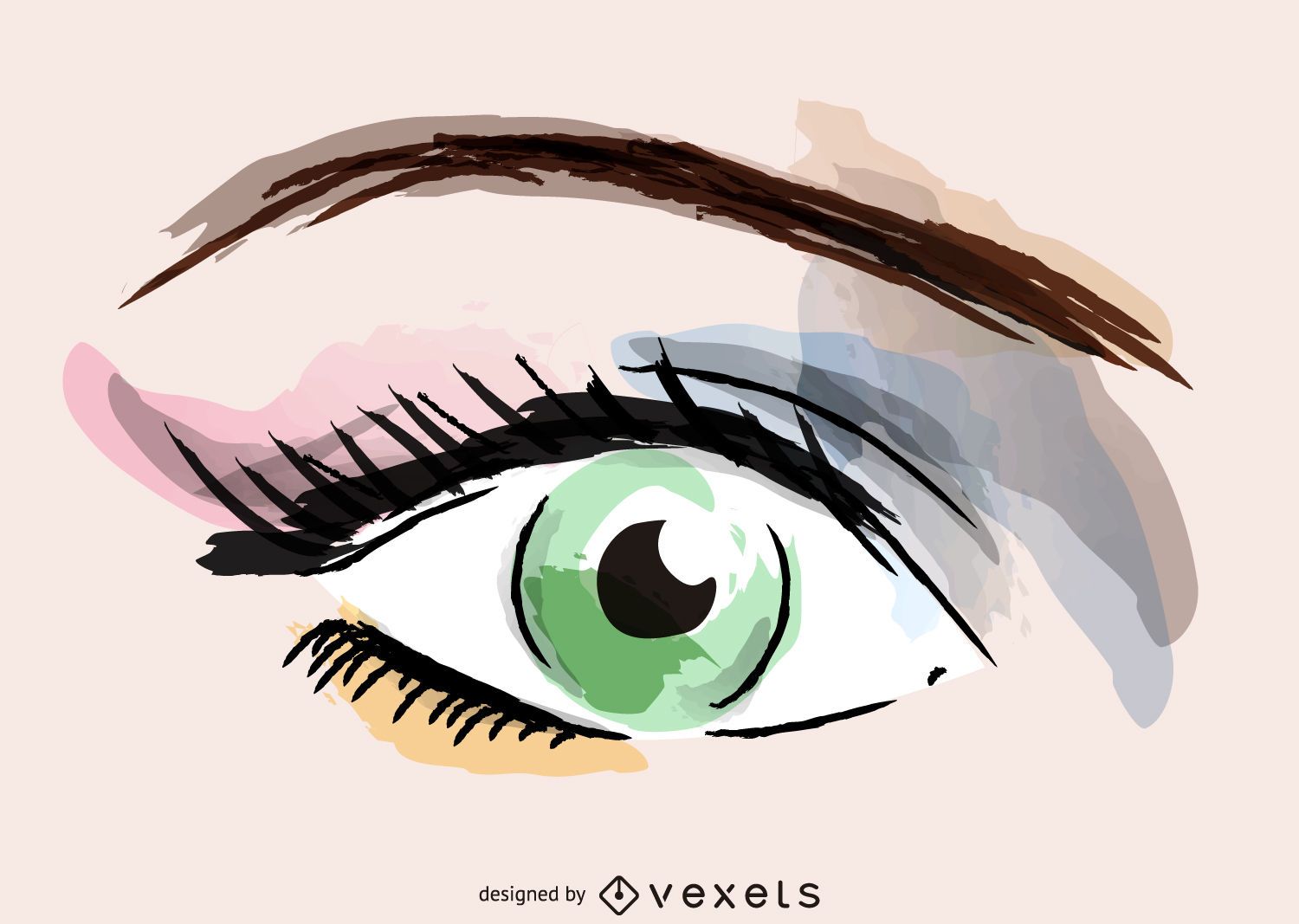 Ilustração de maquiagem dos olhos em aquarela Baixar Vector