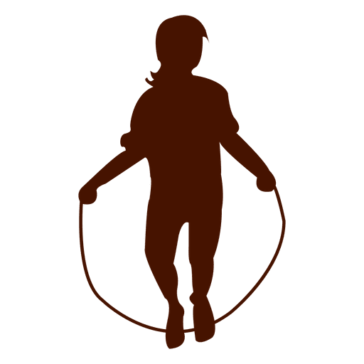 Girl Jumping Rope Red Silhouette Transparent PNG SVG Vector File