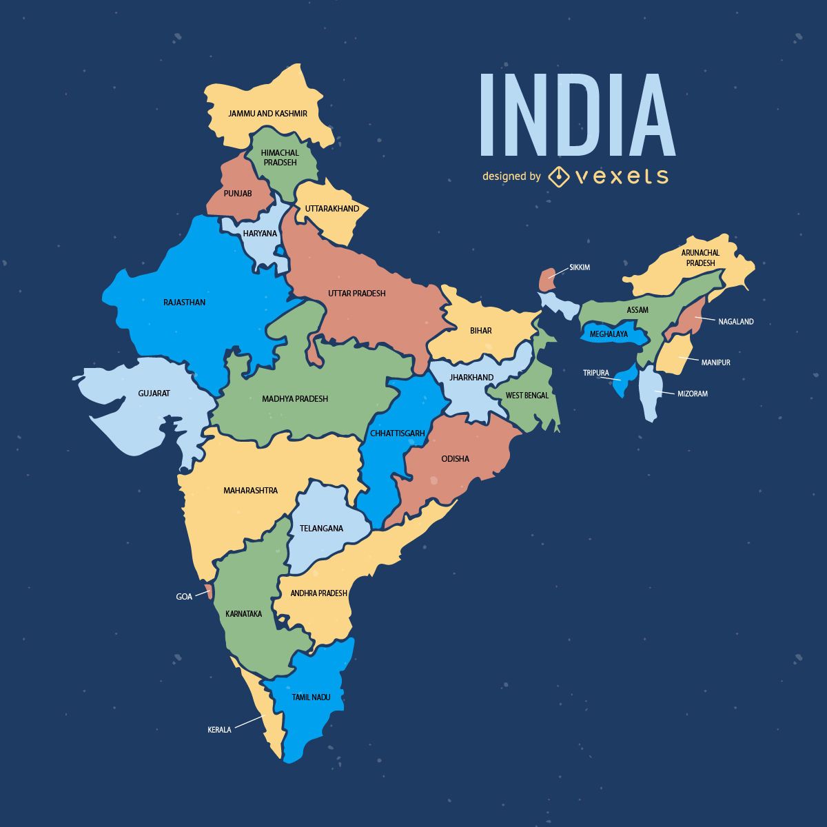 Mapa de la división administrativa de India Descargar vector