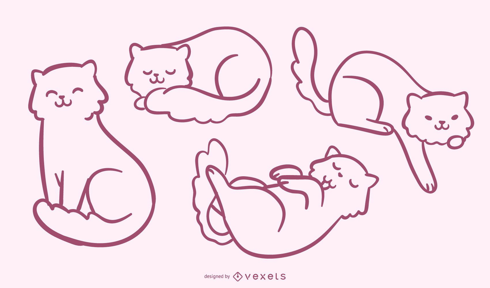 Doodle Conjunto De Gatos Descargar Vector