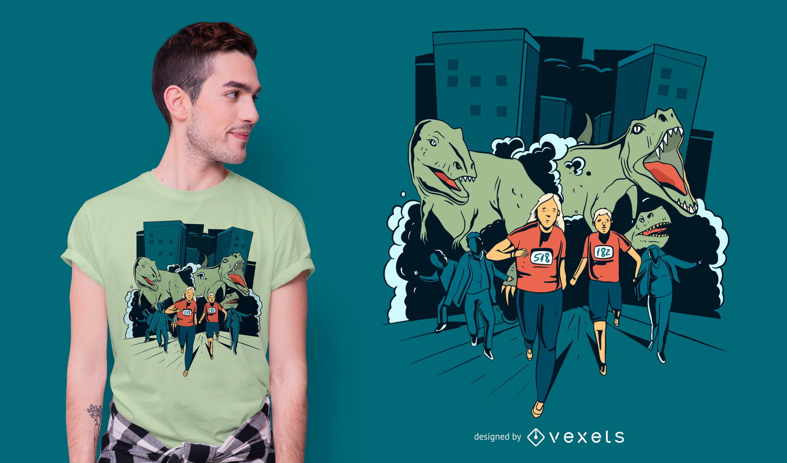 Descarga Vector De Diseño De Camiseta T rex Race