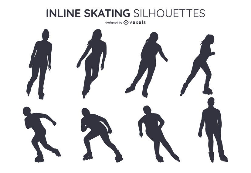 Dise O De Conjunto De Silueta De Patinaje En L Nea Descargar Vector