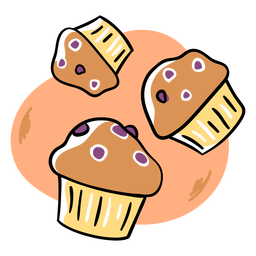 Diseño PNG Y SVG De Trazo De Color De Muffins De Arándanos Para Camisetas