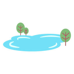 Diseño PNG Y SVG De Lago Con Paisaje De árboles Para Camisetas