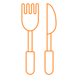 Diseño PNG Y SVG De Icono De Tenedor Y Cuchillo Trazo Naranja Para