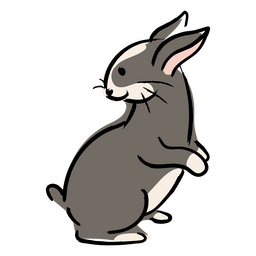 Diseño PNG Y SVG De Conejo Gris Y Blanco Sentado Sobre Sus Patas