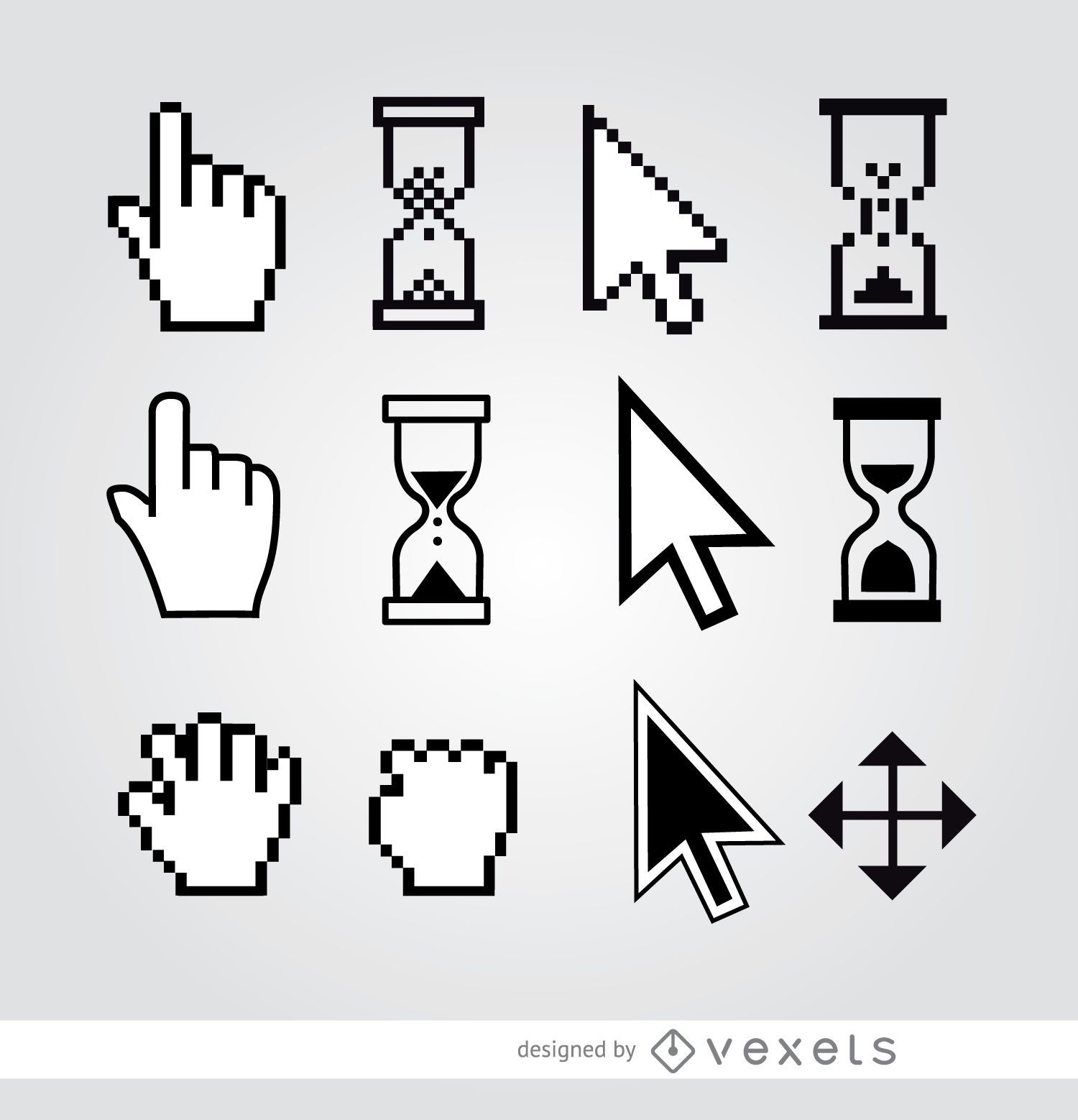 La Mano Del Cursor Flecha Reloj De Arena Descargar Vector