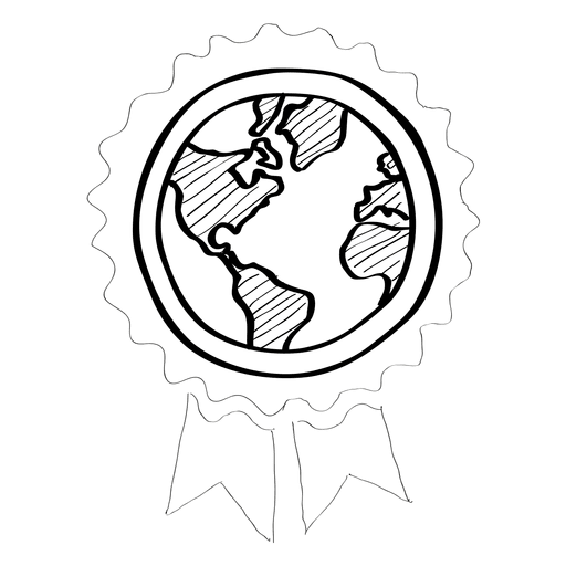 Globe ribbon doodle badge Transparent PNG Globe ribbon doodle badge Transparent PNG