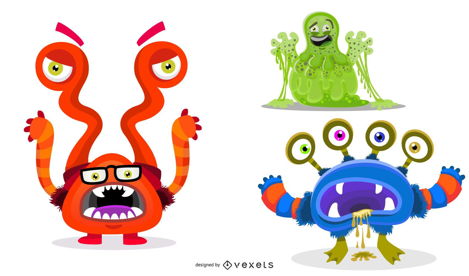 Cute Illustrated Monster Cartoons Vector Download