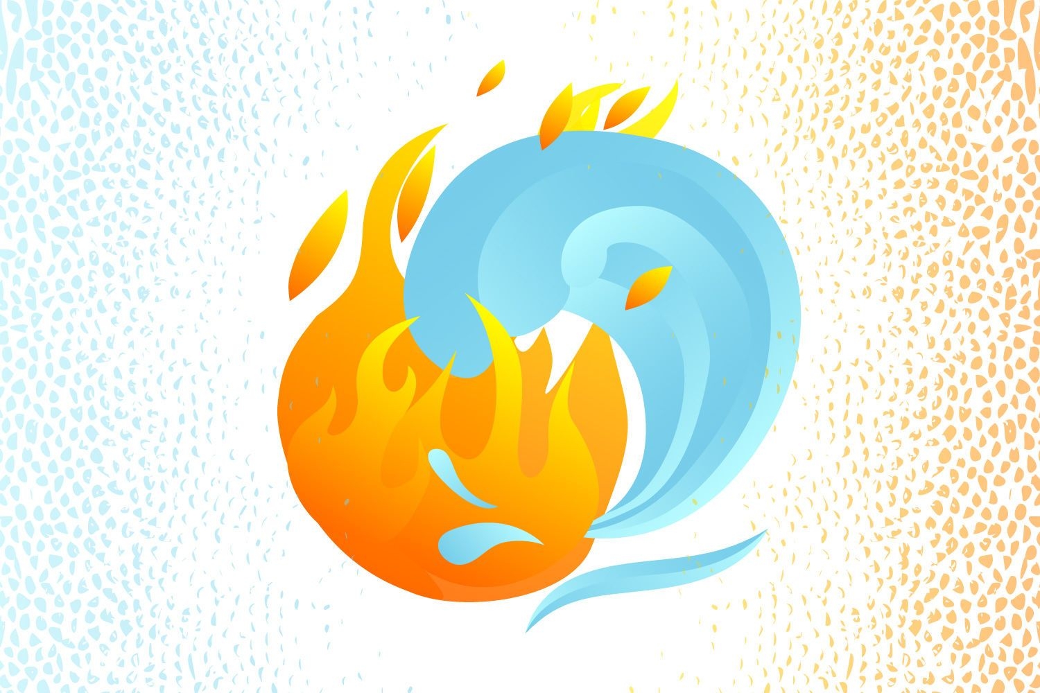 Fogo E água Dos Desenhos Animados Ilustração do Vetor - Ilustração