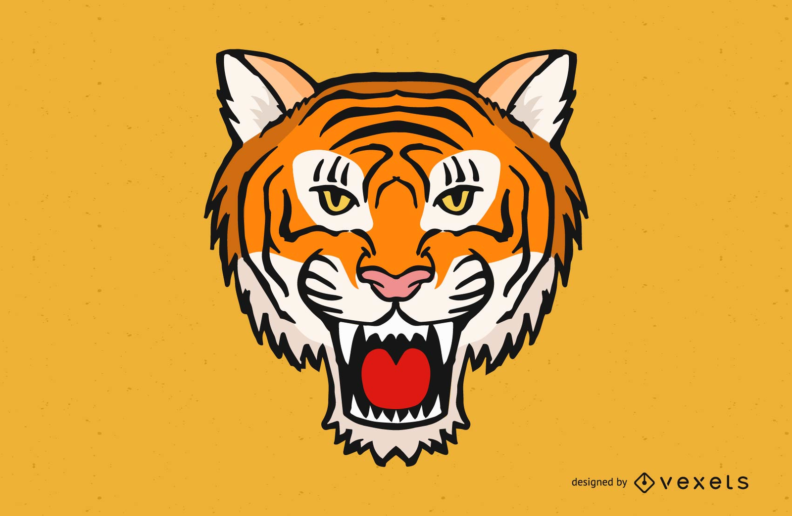 Tiger angry reaction expresion facial emoji vector. Jungle cat