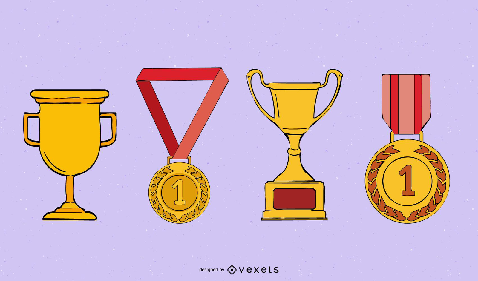 Premios, copas de trofeo, medallas en: vector de stock (libre de