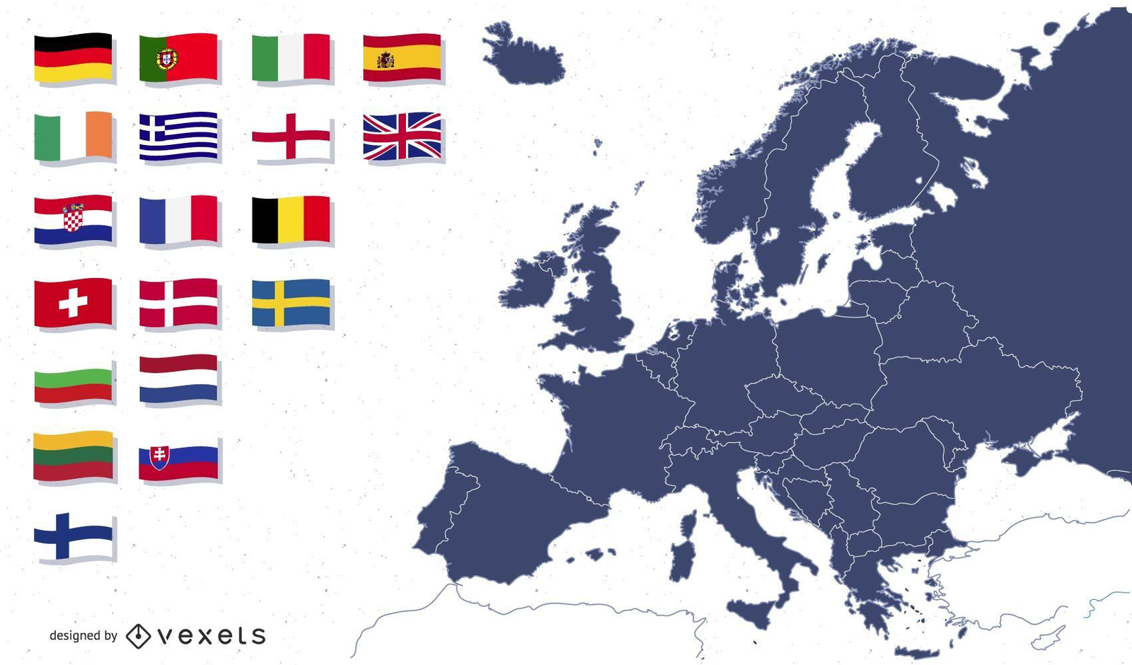 Mapa de portugal e localização na ilustração vetorial do mapa da europa