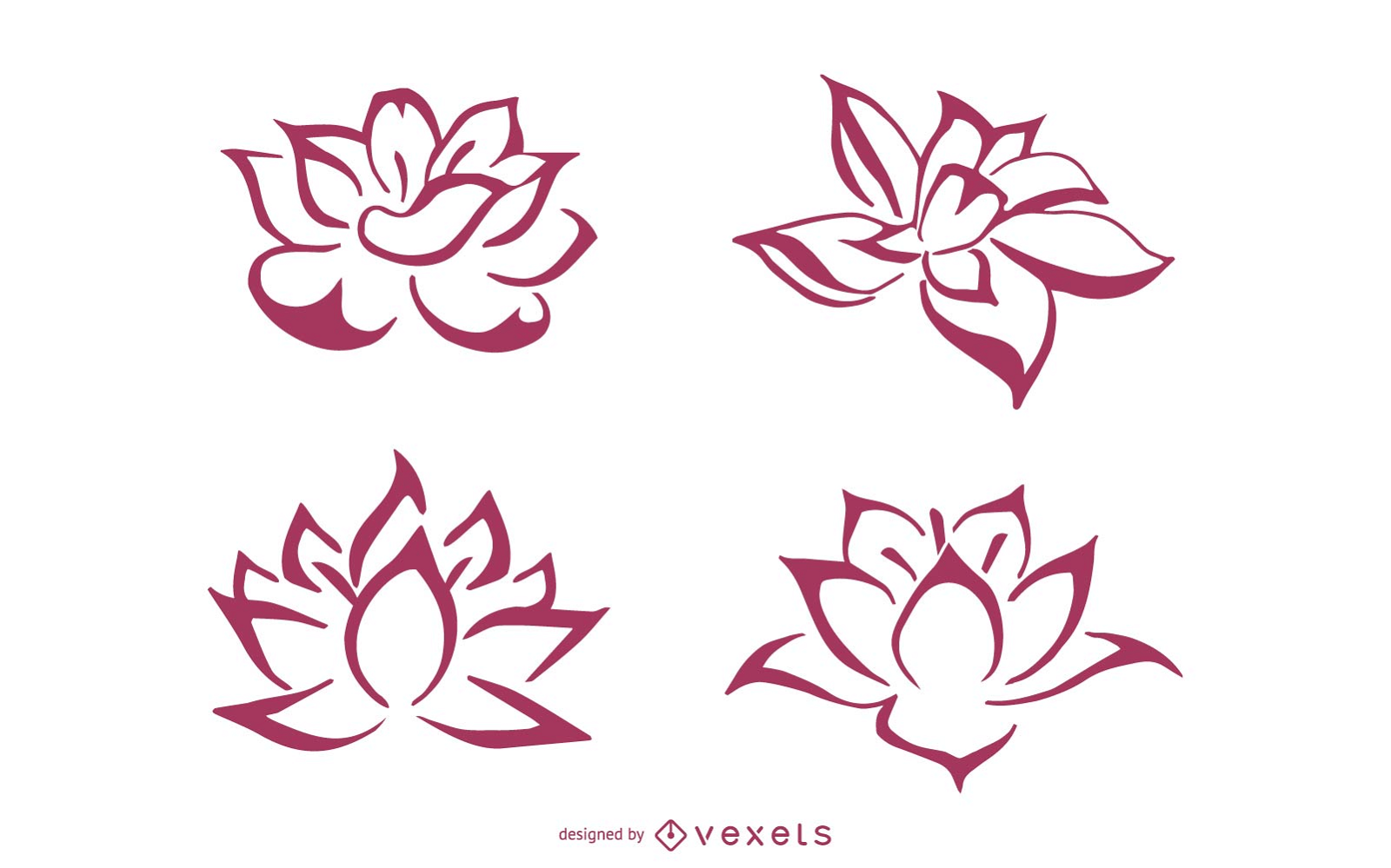 3 Vector and PNG Lotus Flowers Outline Graphic by AnaSt · Creative Fabrica