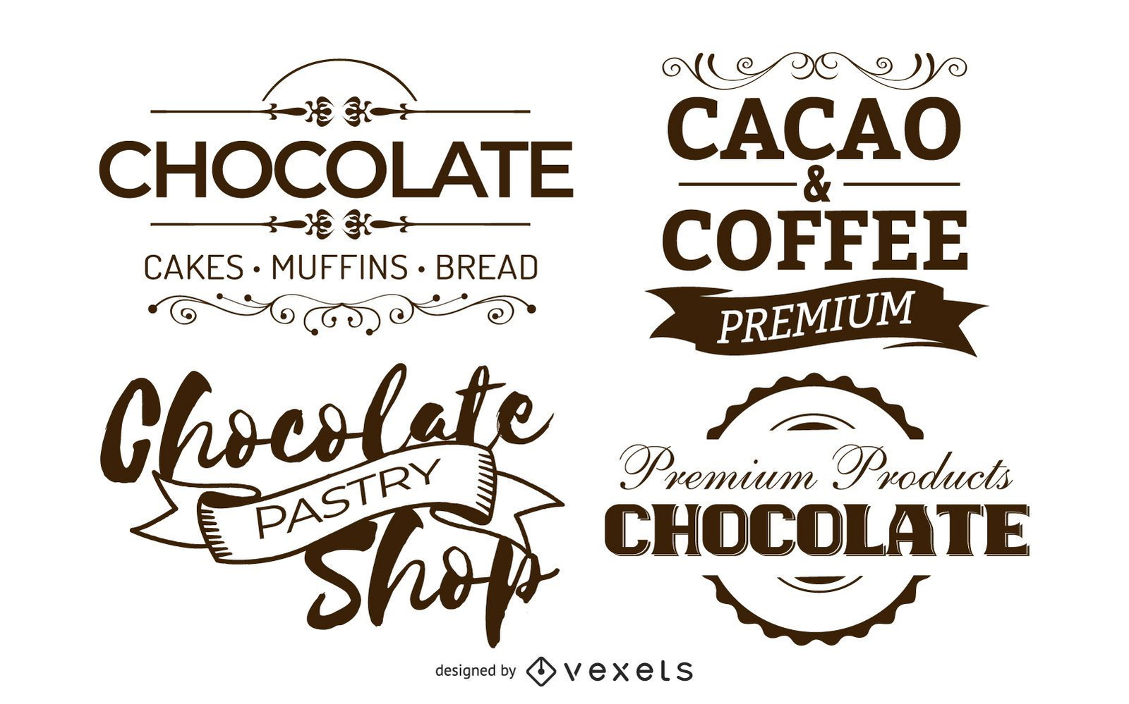 Vintage Chocolate Badges Set Vector Download