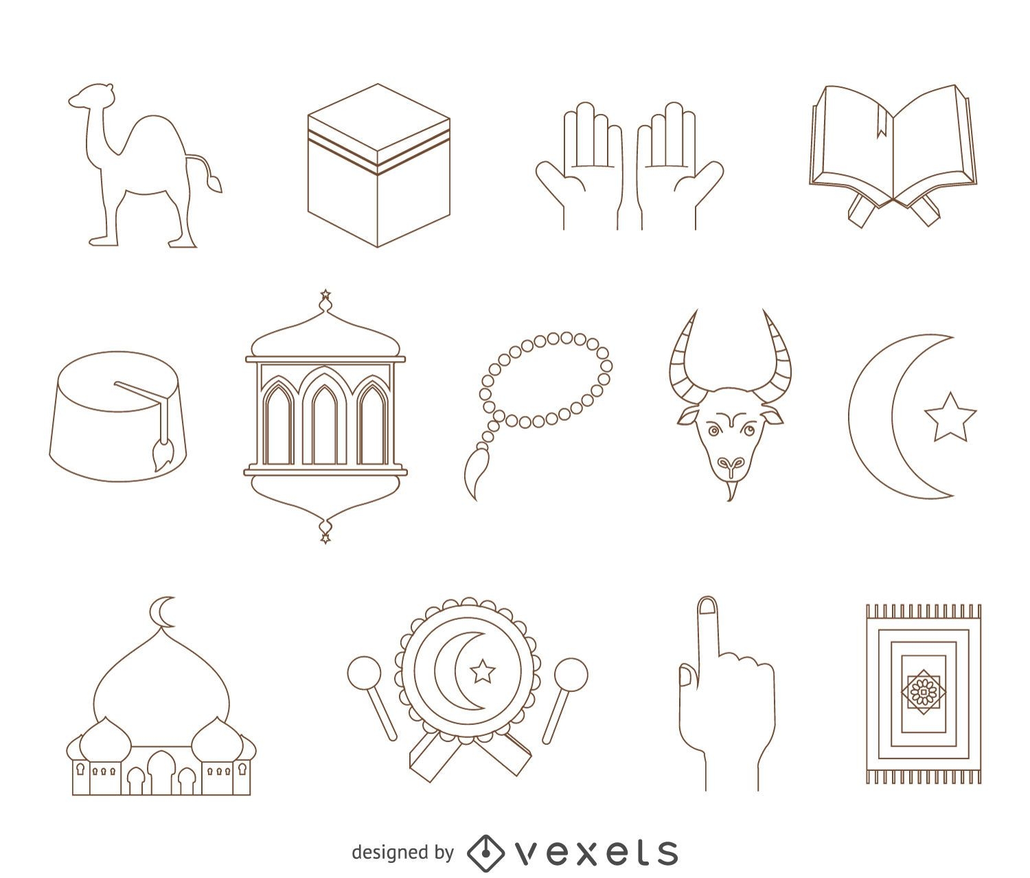 Descarga Vector De Conjunto De Dibujo De Elementos árabes