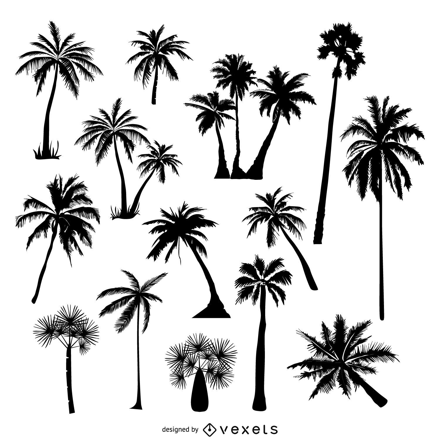 Collection of palm tree silhouettes