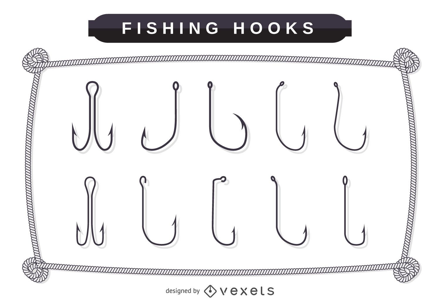 Fishing Hooks Illustrations Set Vector Download