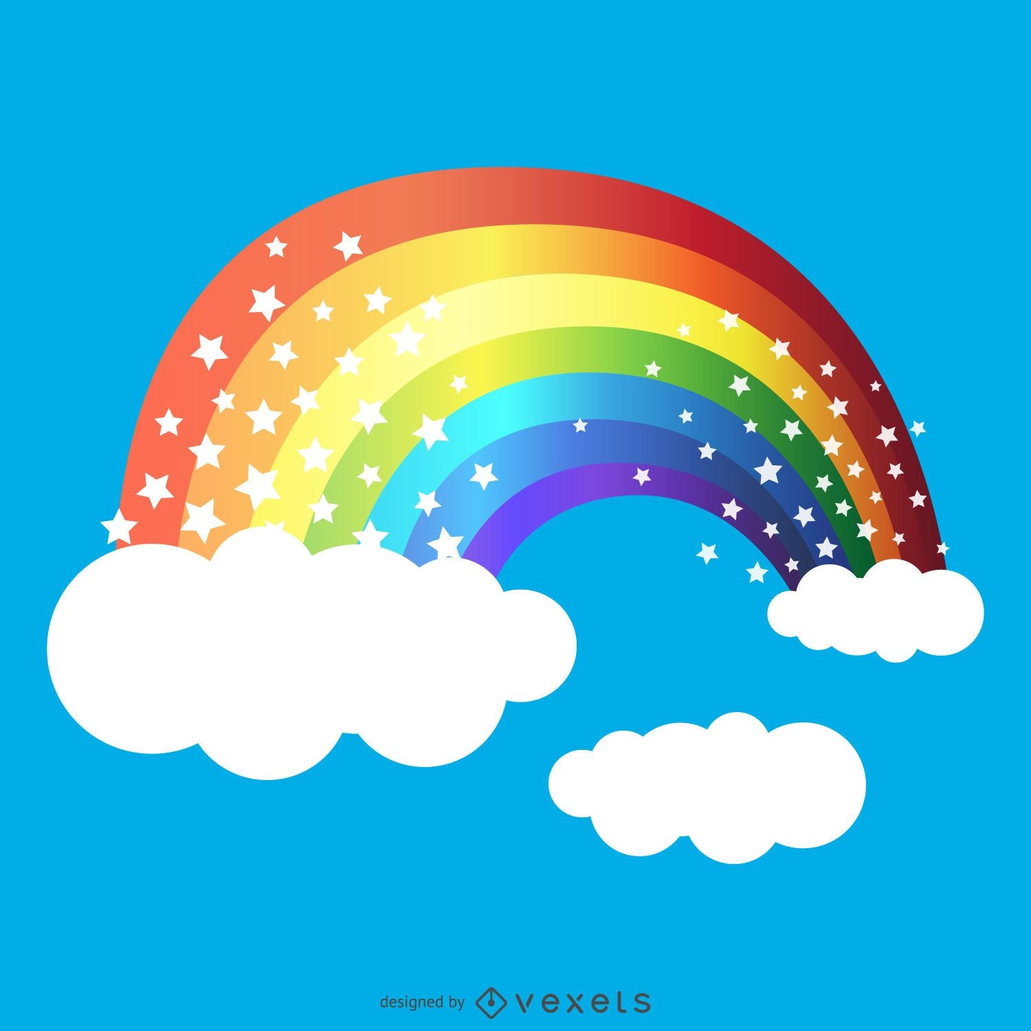 rainbow drawing with stars 259622