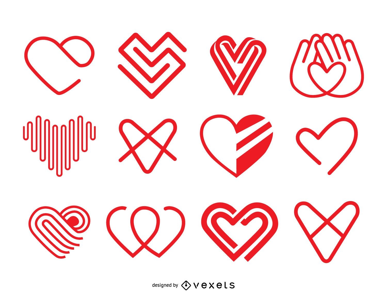 Set of icon of Valentine's day stencils. Vector collection of