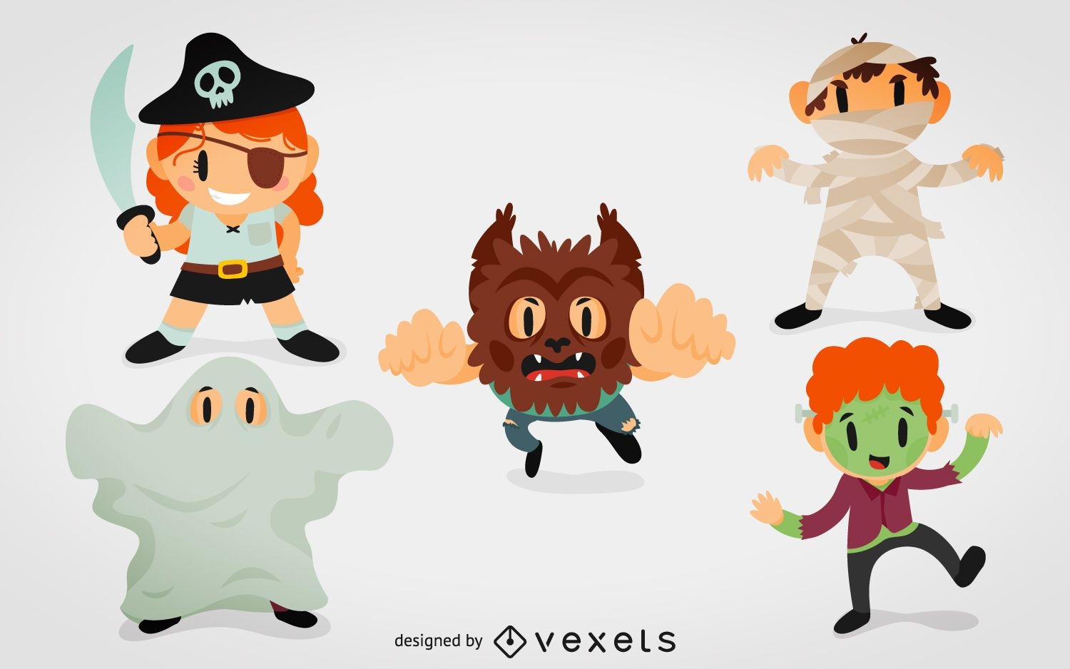 Descarga Vector De Dibujos Animados De Disfraces De Monstruo De Halloween