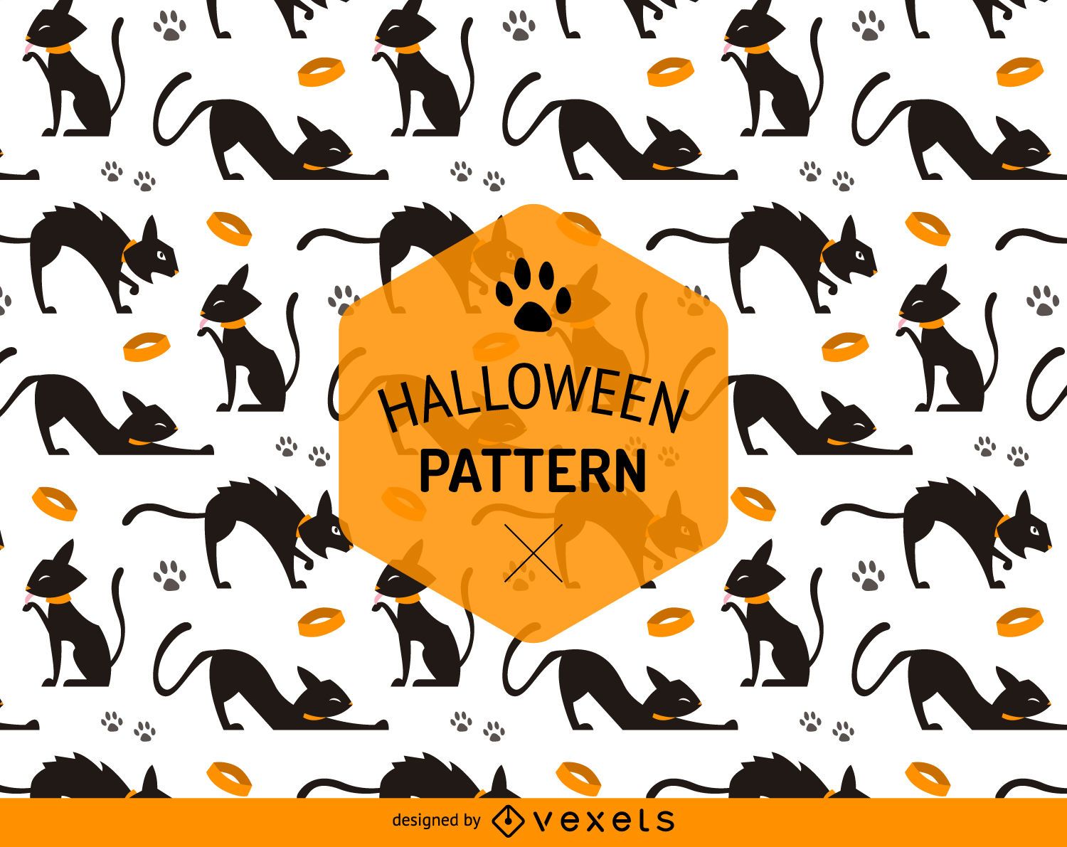 Halloween Seamless Cat Pattern Vector Download