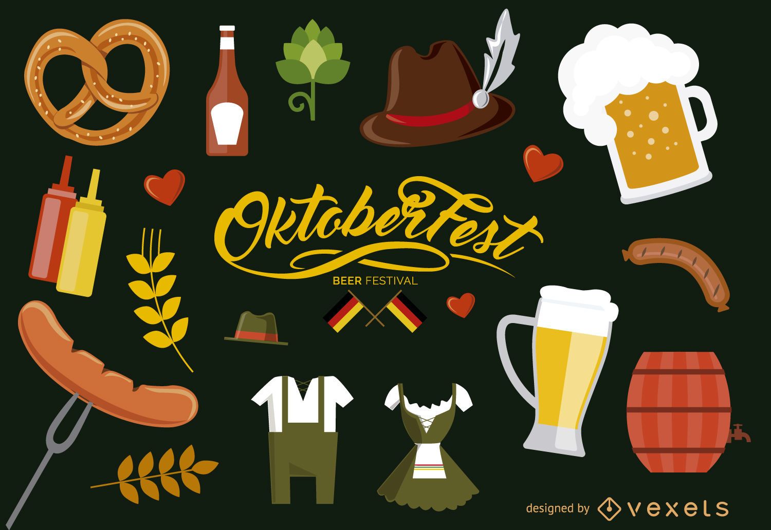 Descarga Vector De Conjunto De Elementos De Oktoberfest Alemania