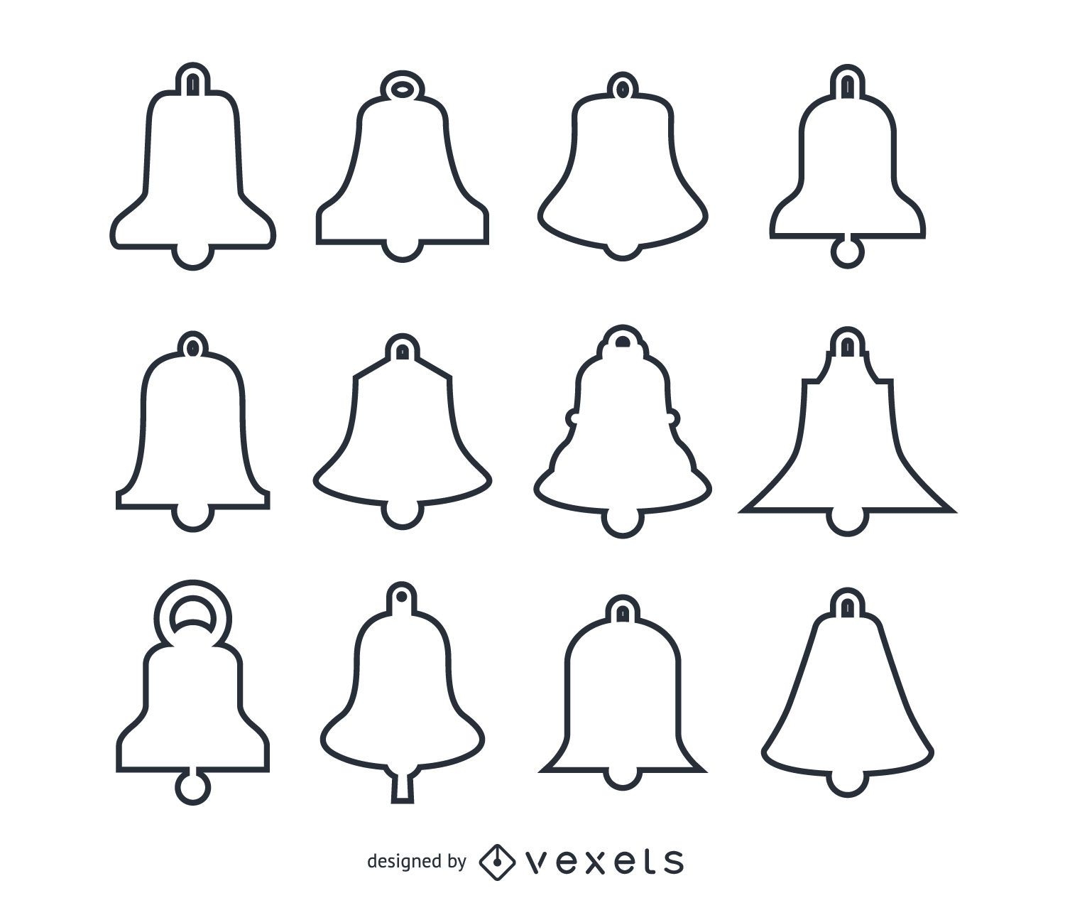 Christmas Bell single icon in outline style for design. Christmas vector  symbol stock illustration web. Stock Vector