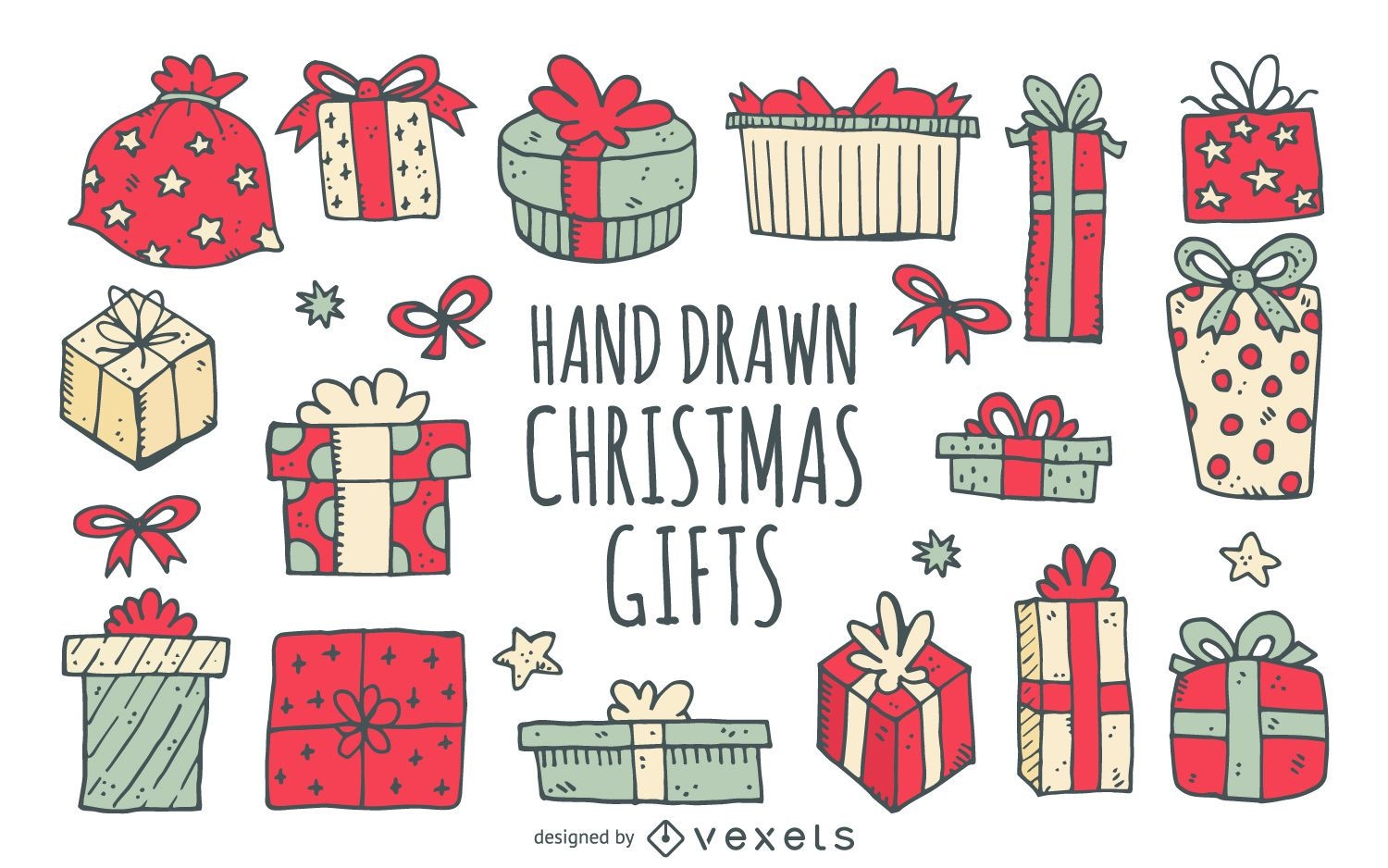 Drawn Christmas Birthday Gifts Vector Download
