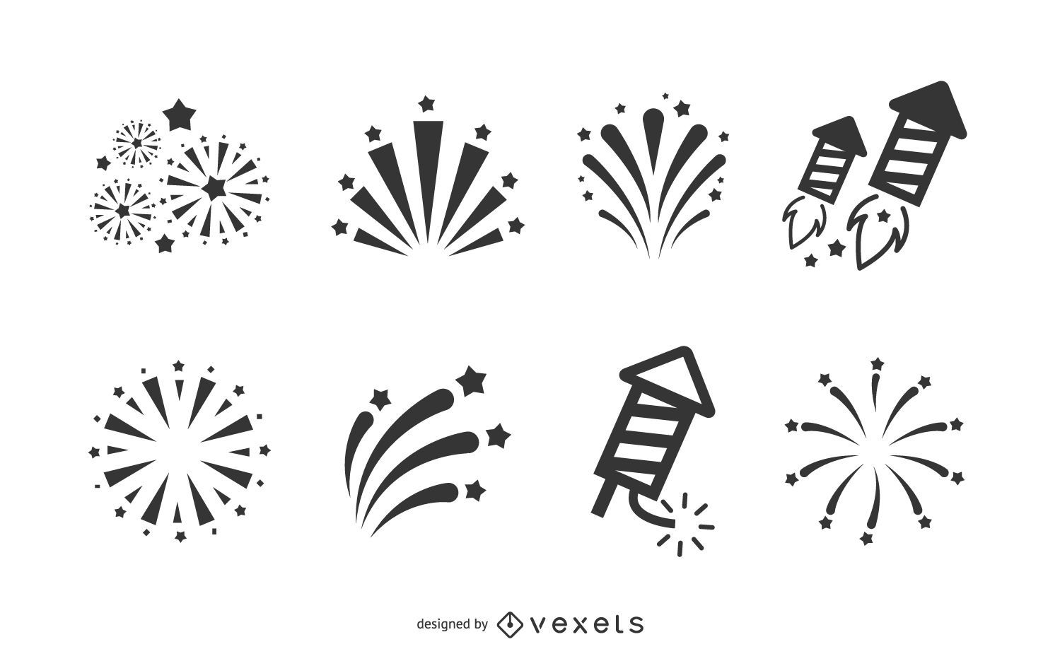 conjunto de ícones de contorno de fogos de artifício 1339943 Vetor