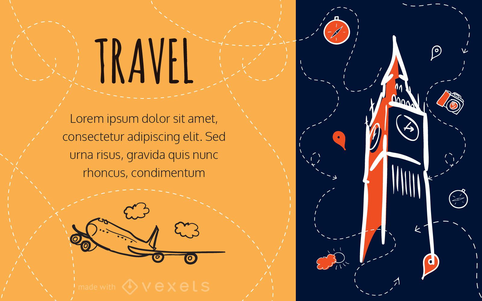 Travel Doodle Card Maker Vector Download