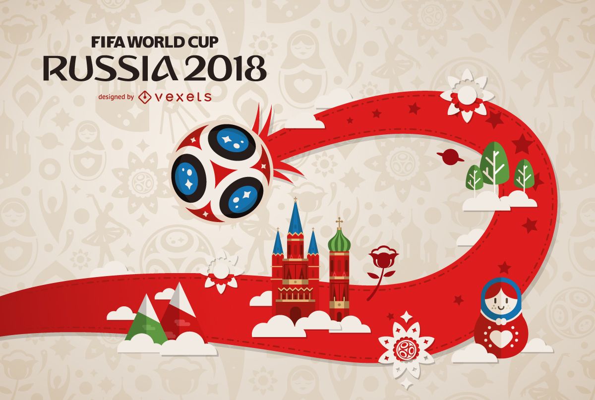 Design de fundo da copa do mundo rússia 2018