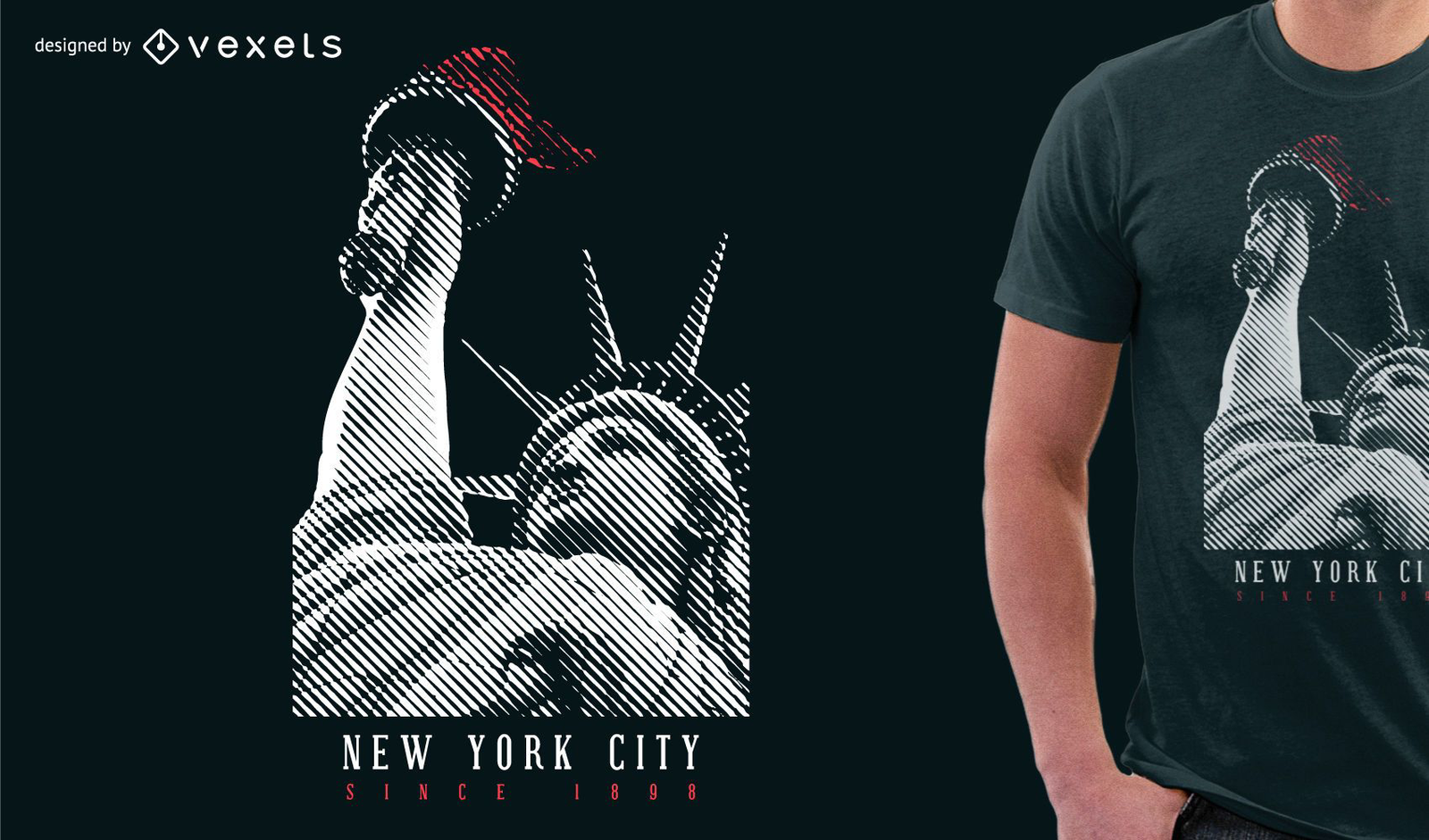 New York City Liberty Statue T-shirt Design Vector Download