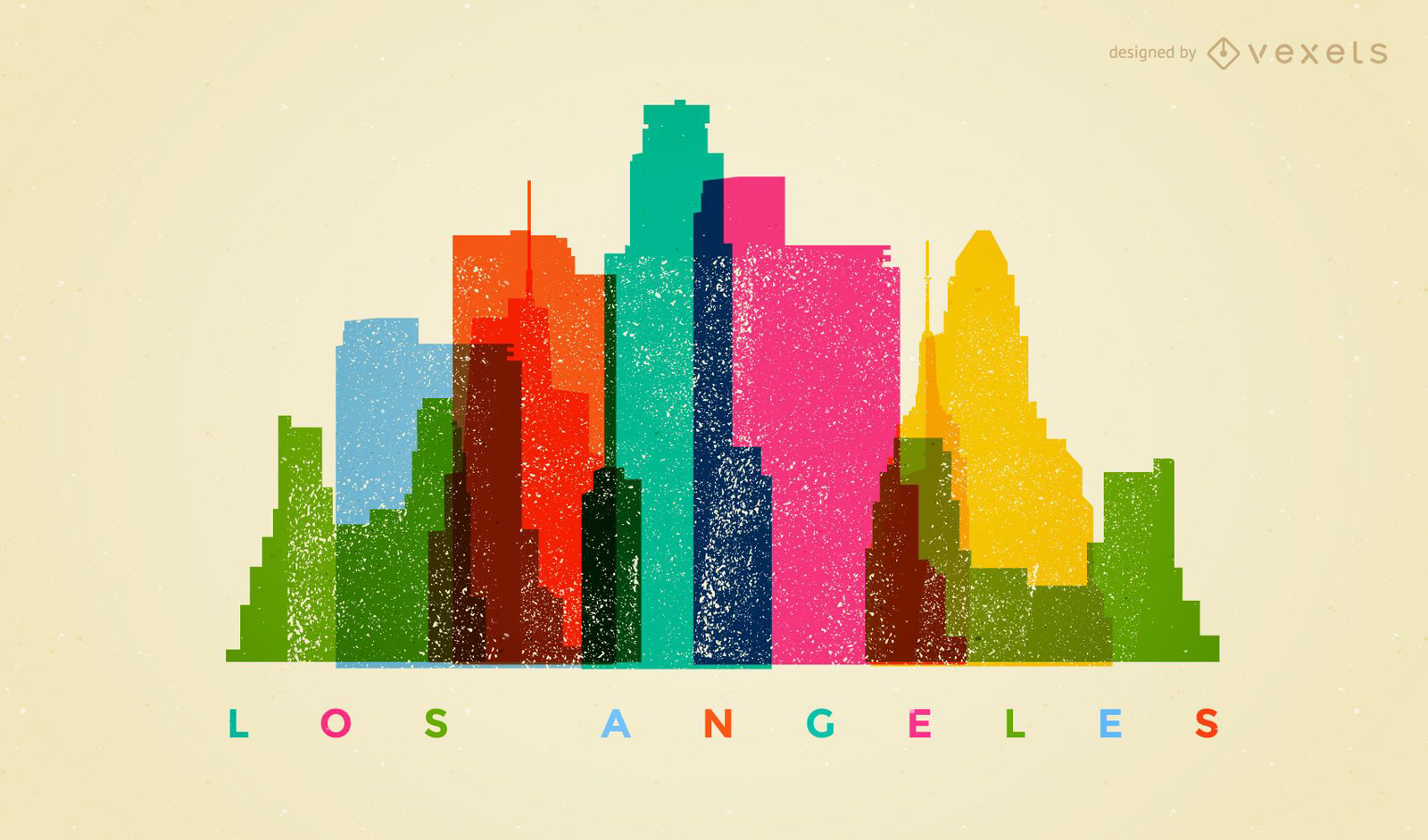 Retro Los Angeles Skyline T-shirt Design Vector Download