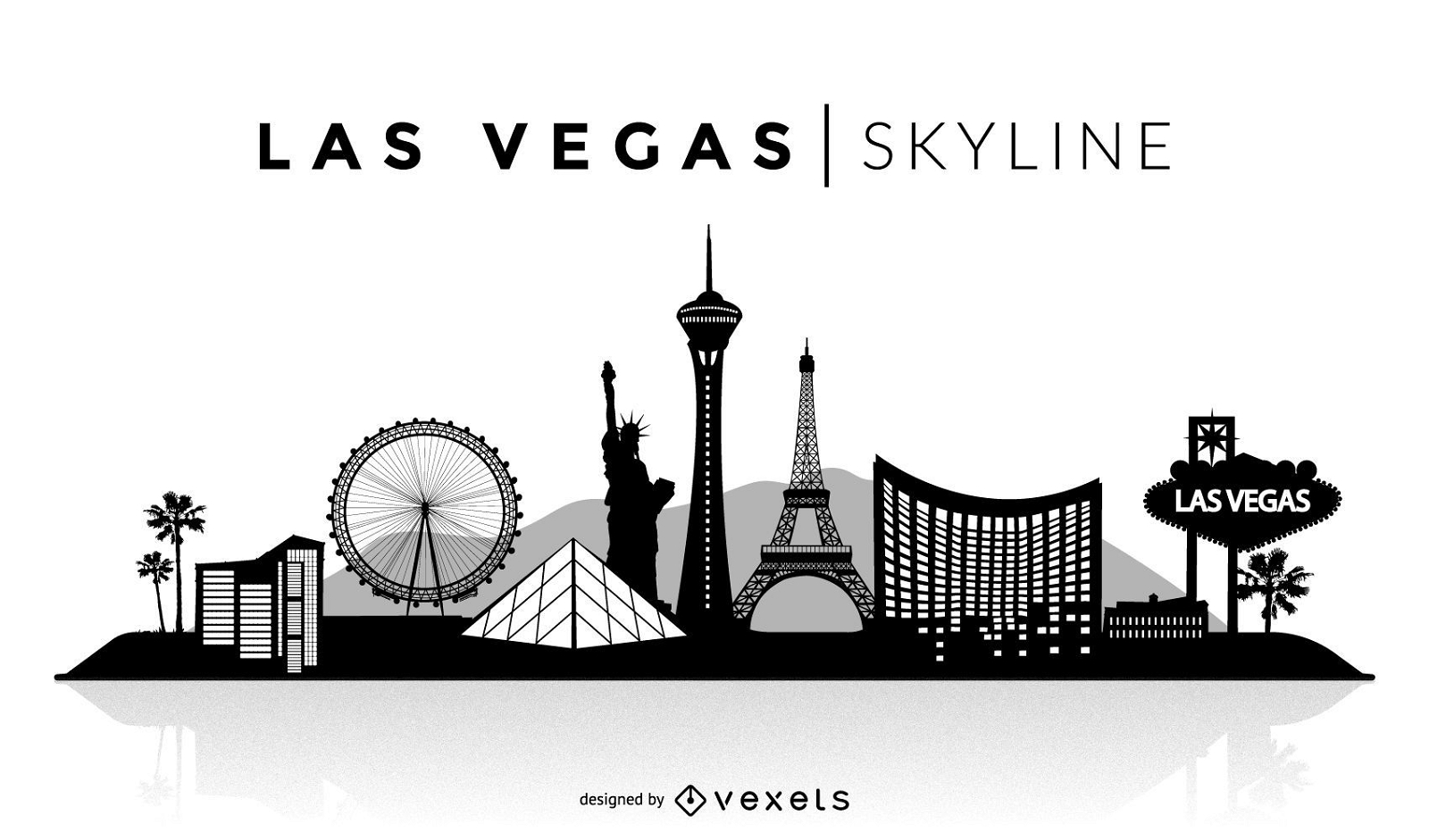 Las Vegas Colored Skyline T-shirt Design Vector Download