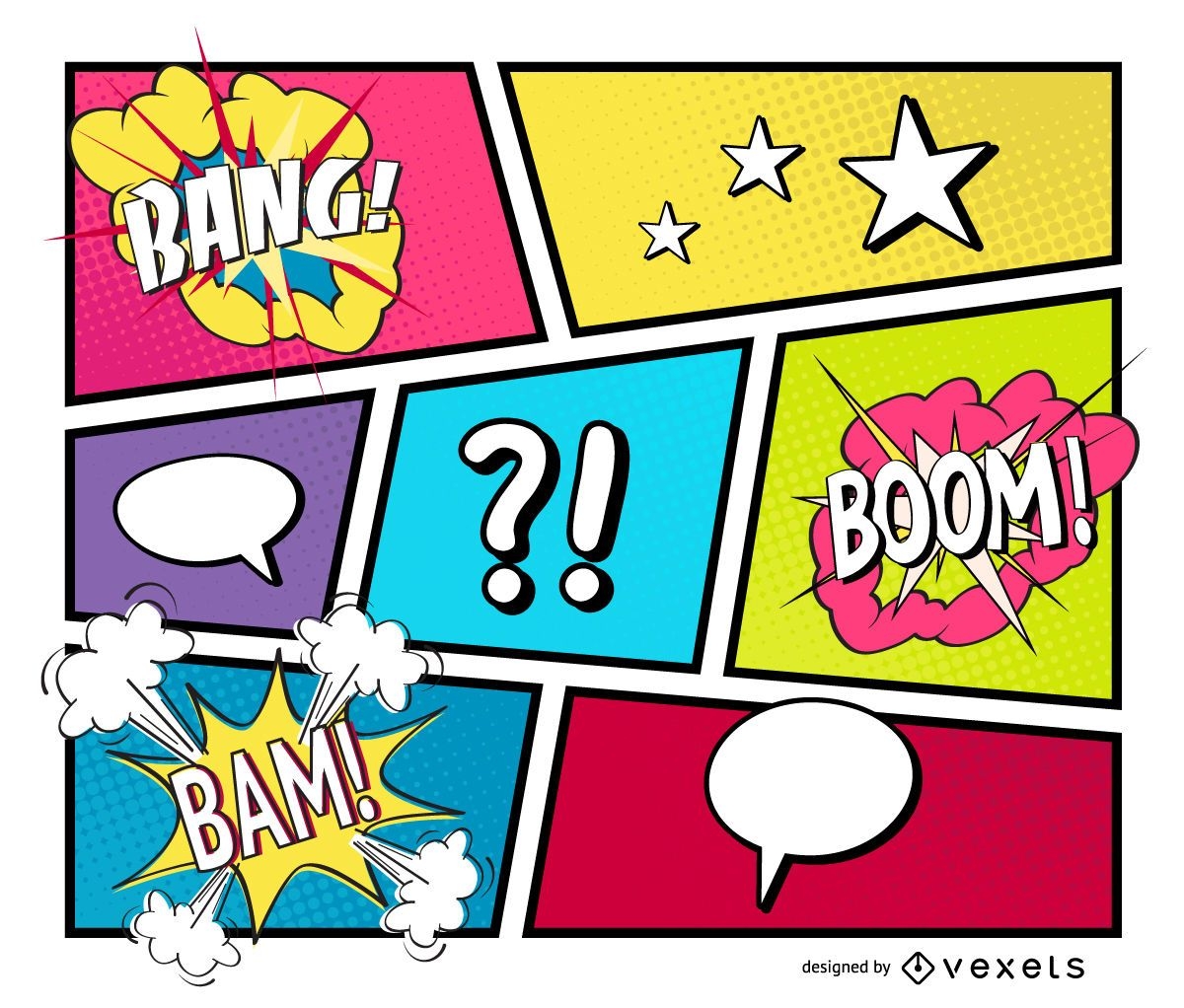 Comic Stripes With Sounds And Pop Art Vector Download
