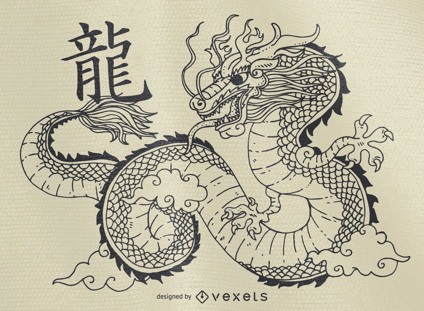 japanese dragon outline