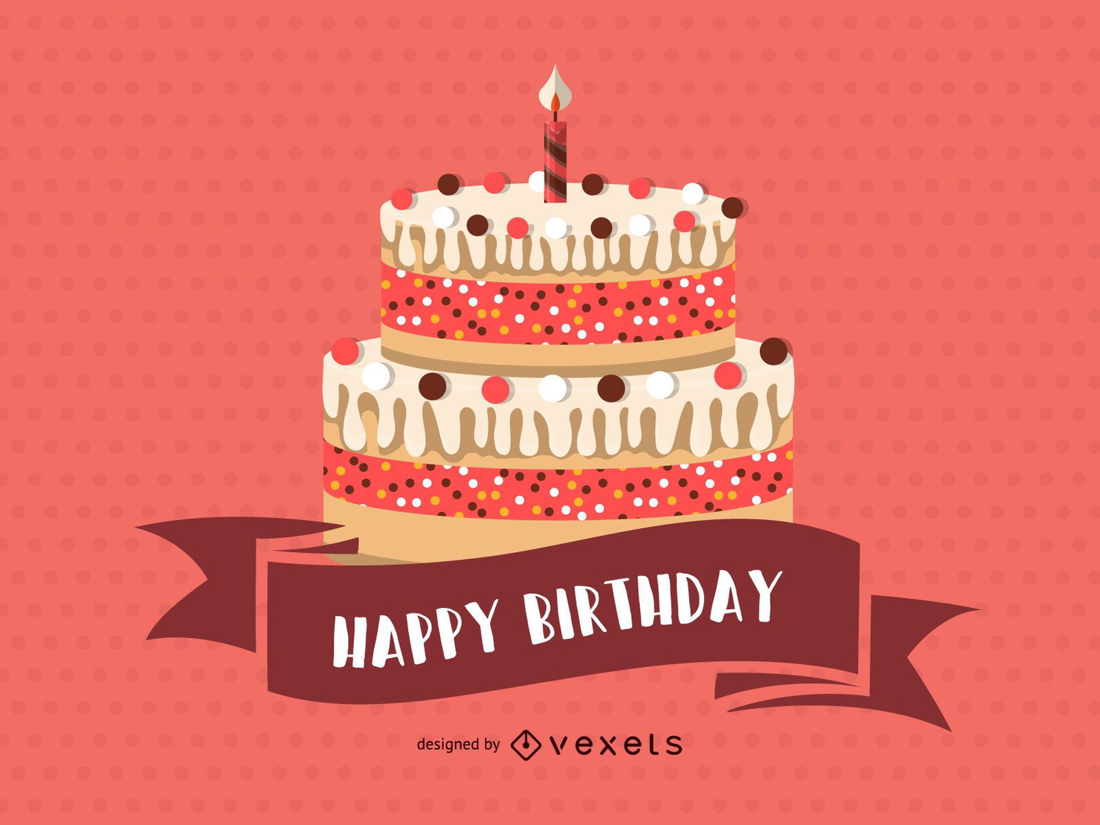 Pink Happy Birthday Card Vector Download