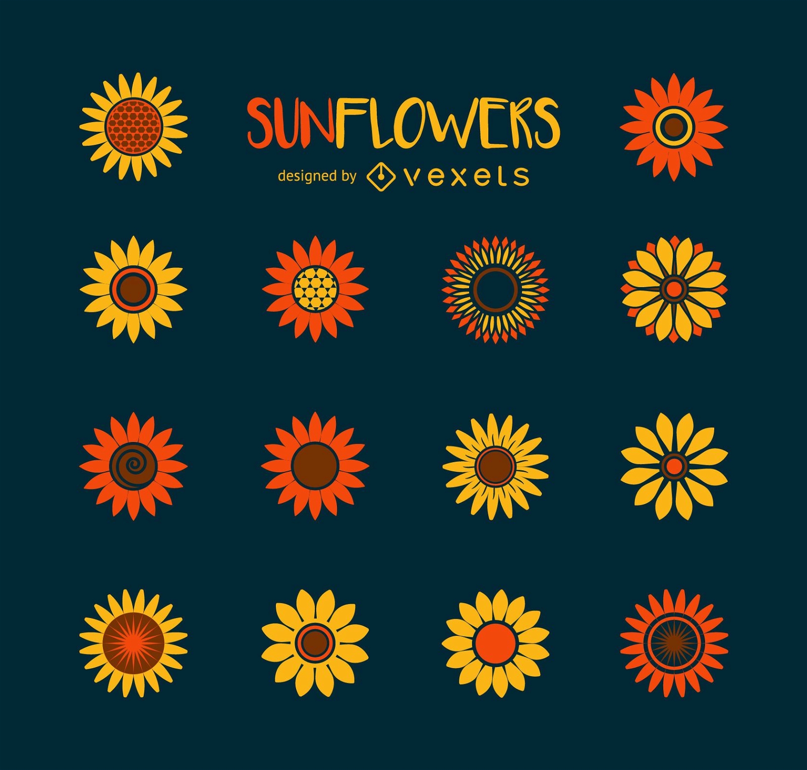 Minimalist Sunflower Illustration Collection Vector Download