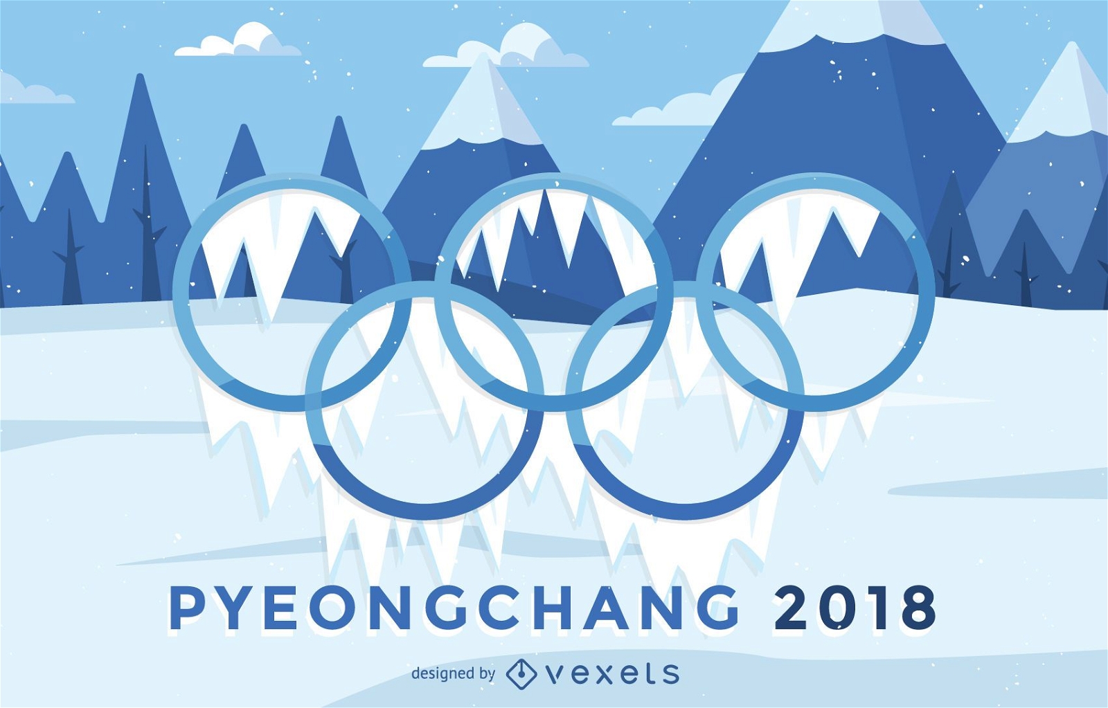 Desenho de Jogos Olímpicos de Inverno de PyeongChang 2018 para