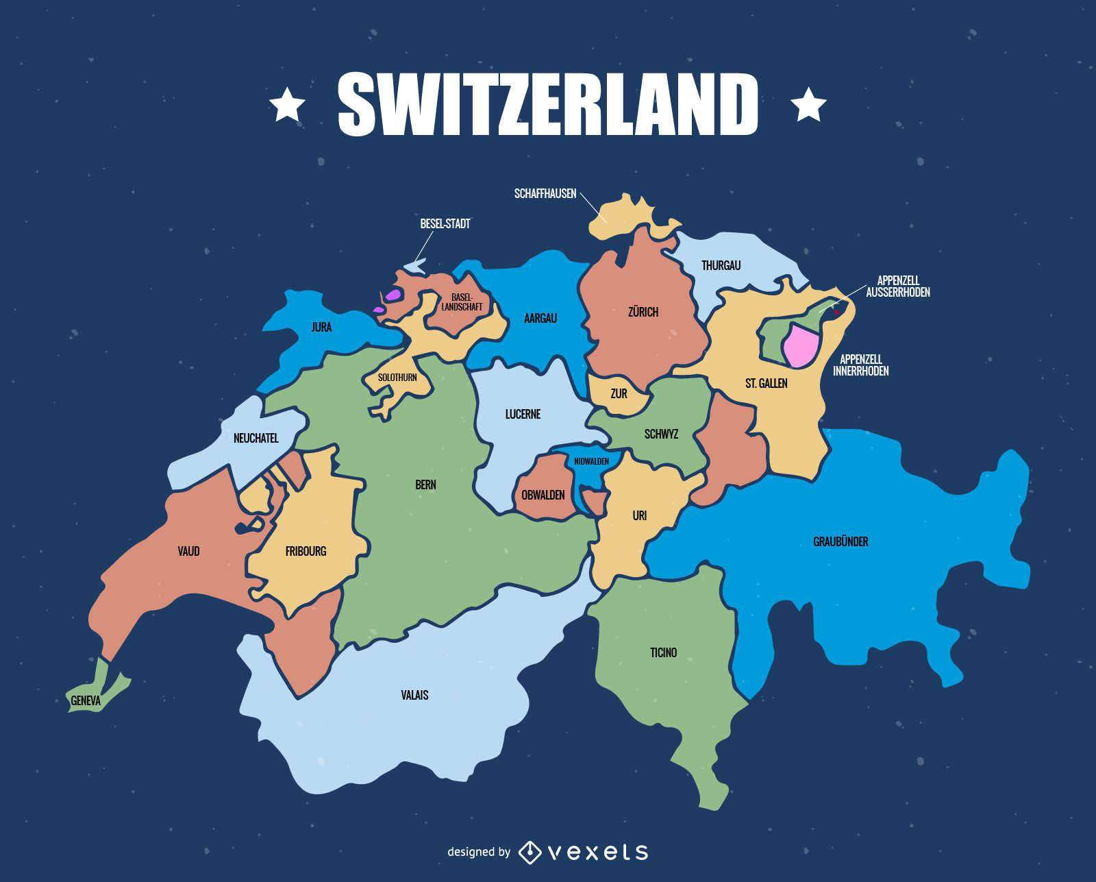 Switzerland Cantons Map Vector Download   Switzerland Cantons Map 9751d2 