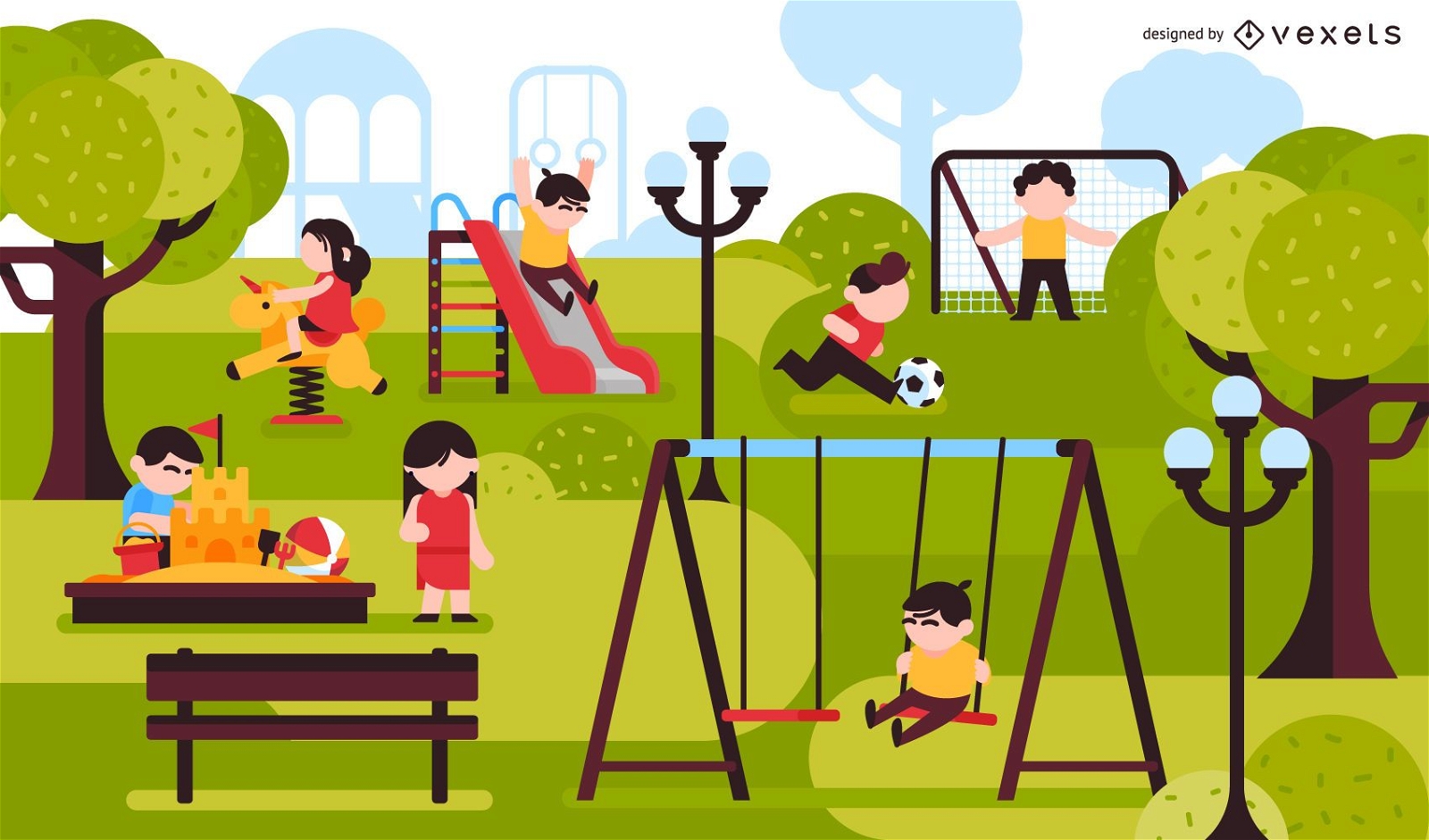 dividir Hambre Albany Descarga Vector De Ilustración De Parque Infantil Para Niños