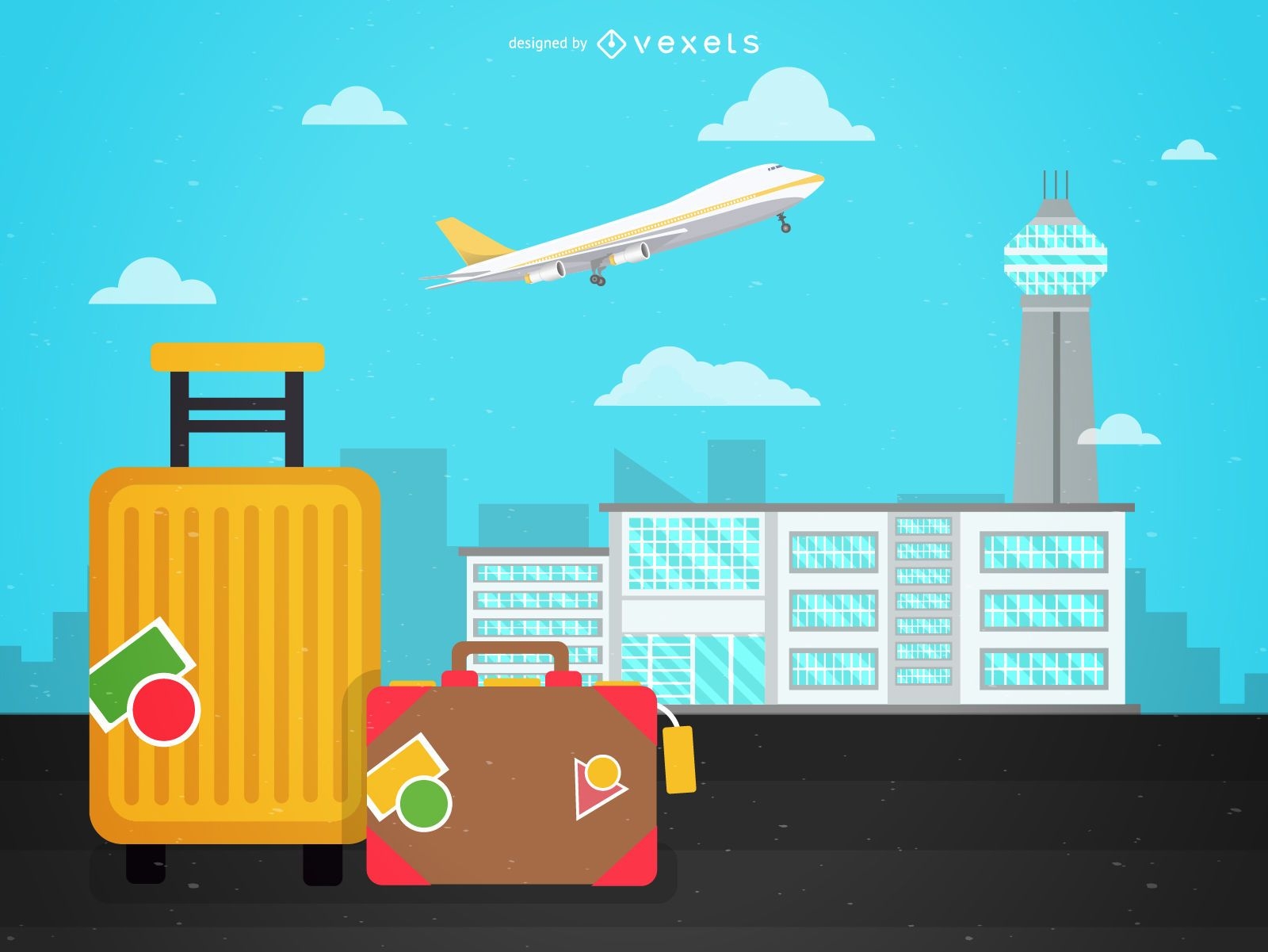 Airport Travel Illustration Vector Download
