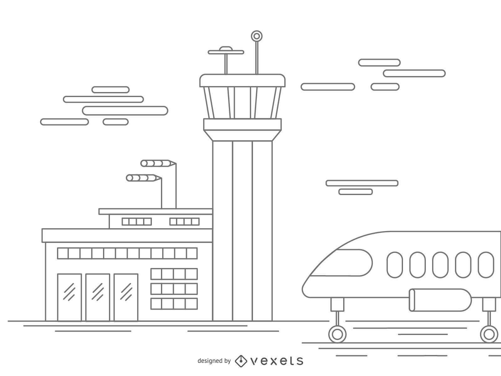 Descarga Vector De Ilustración De Trazo De Aeropuerto