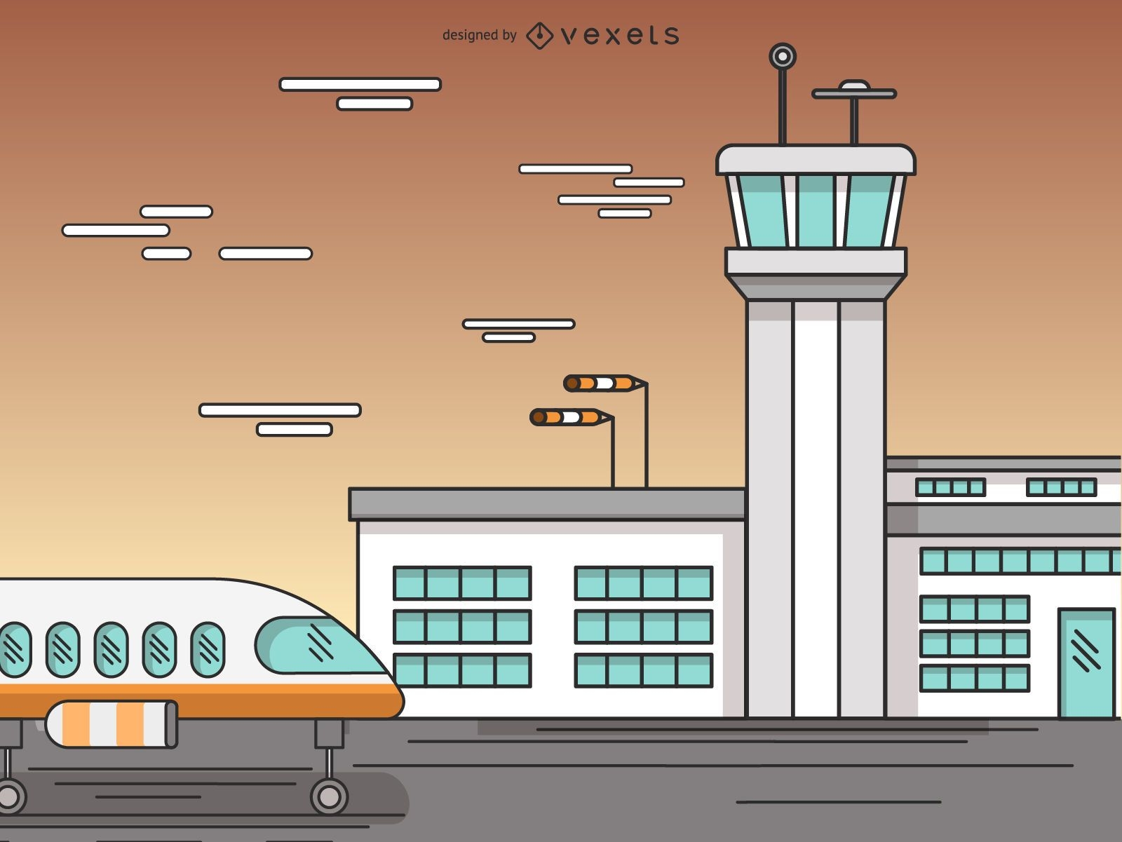 Descarga Vector De Dibujos Animados De La Terminal Del Aeropuerto