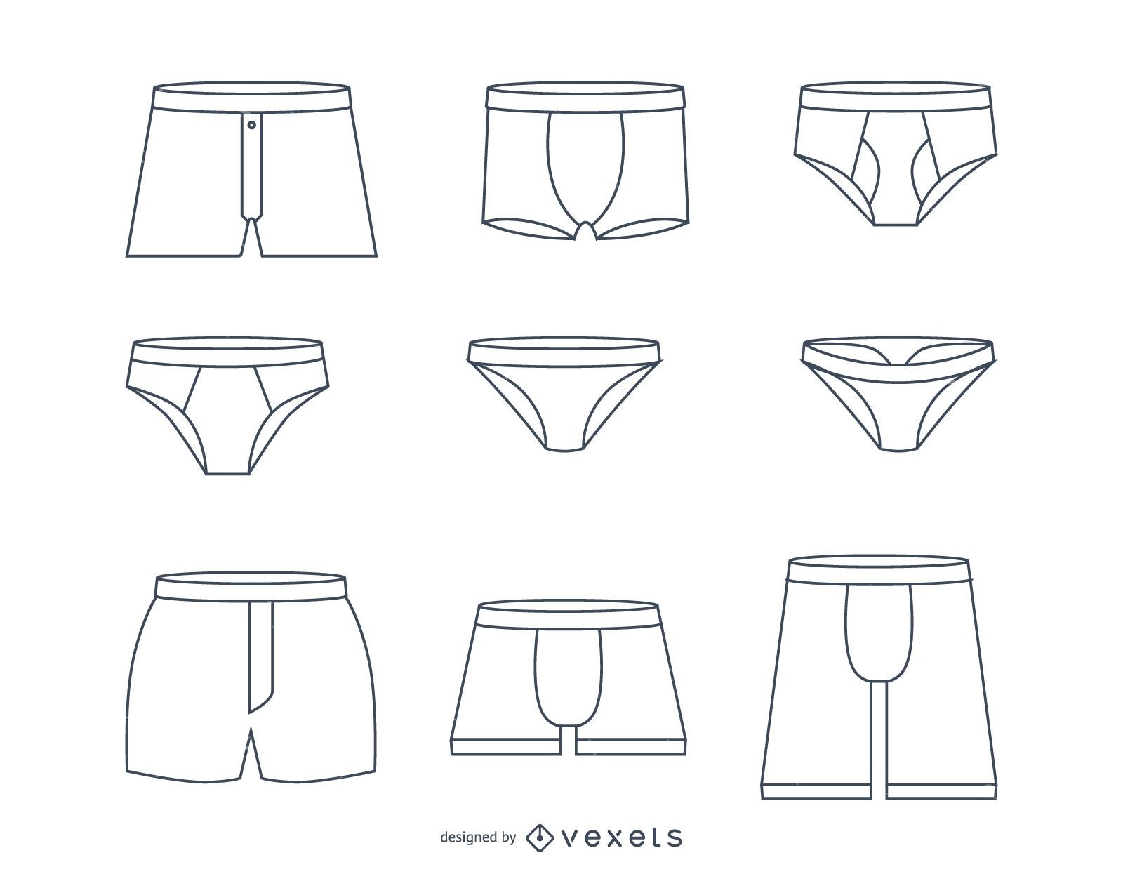 Men Underwear Stroke Icon Set Vector Download