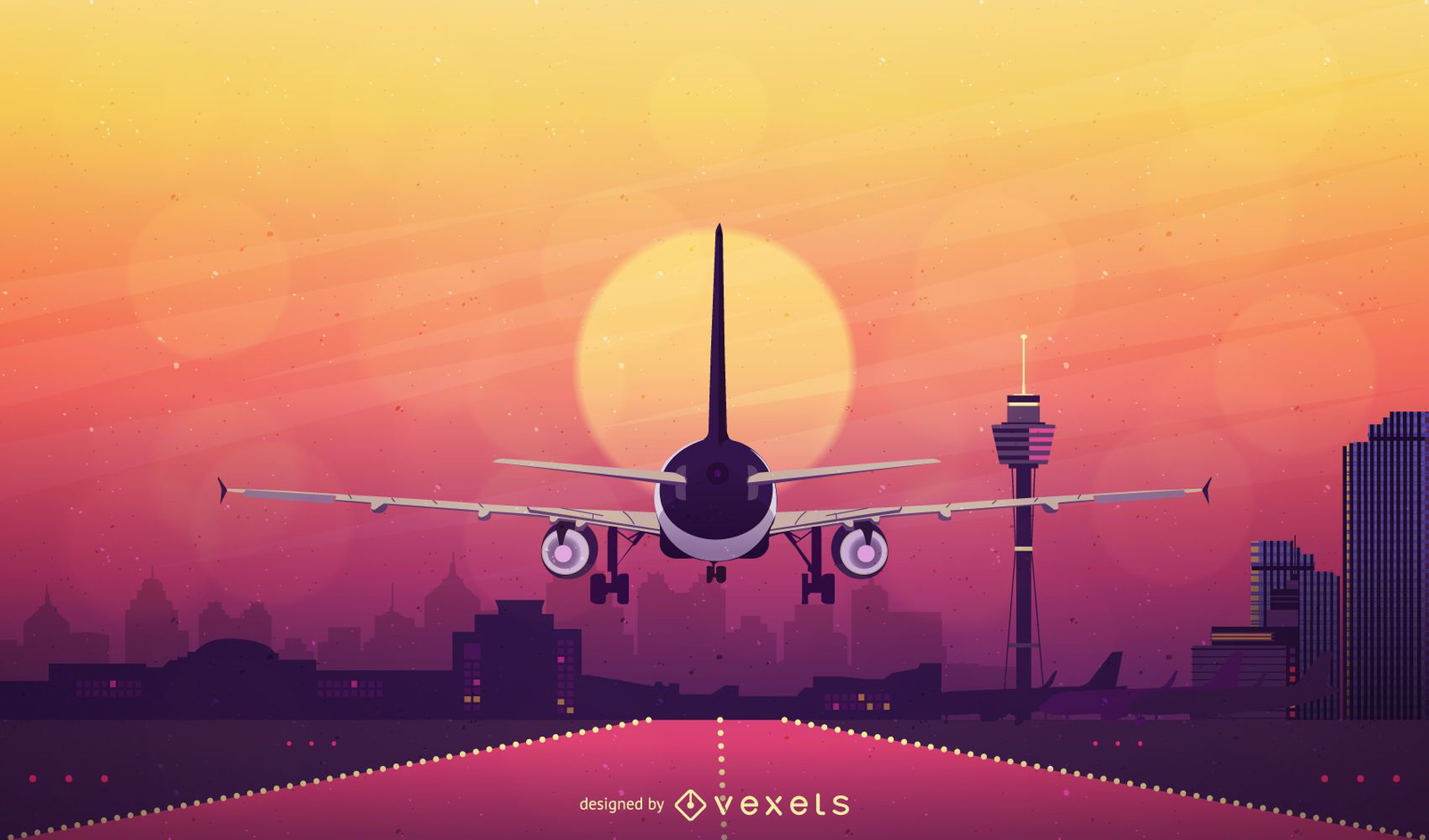 Airplane Sun Background Vector Download