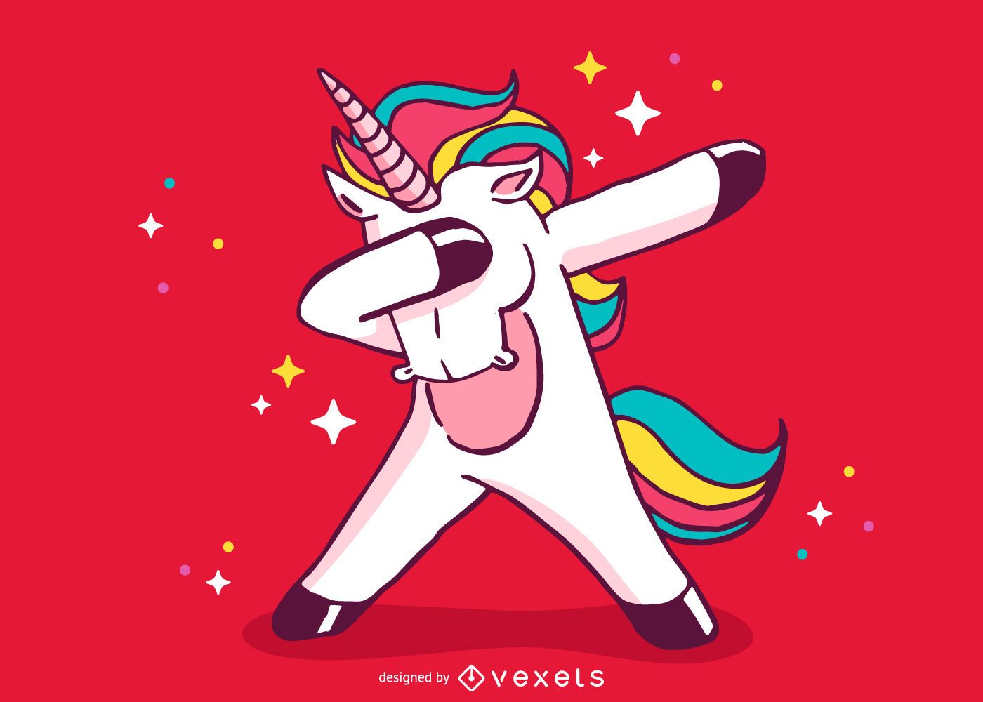 Descarga Vector De Unicornio Dabbing Dibujos Animados