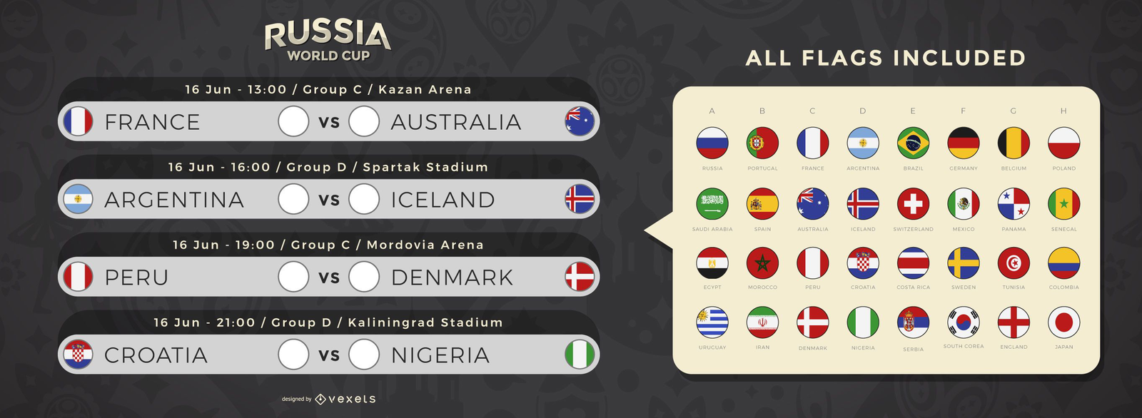 World Cup Match Schedule Vector Download