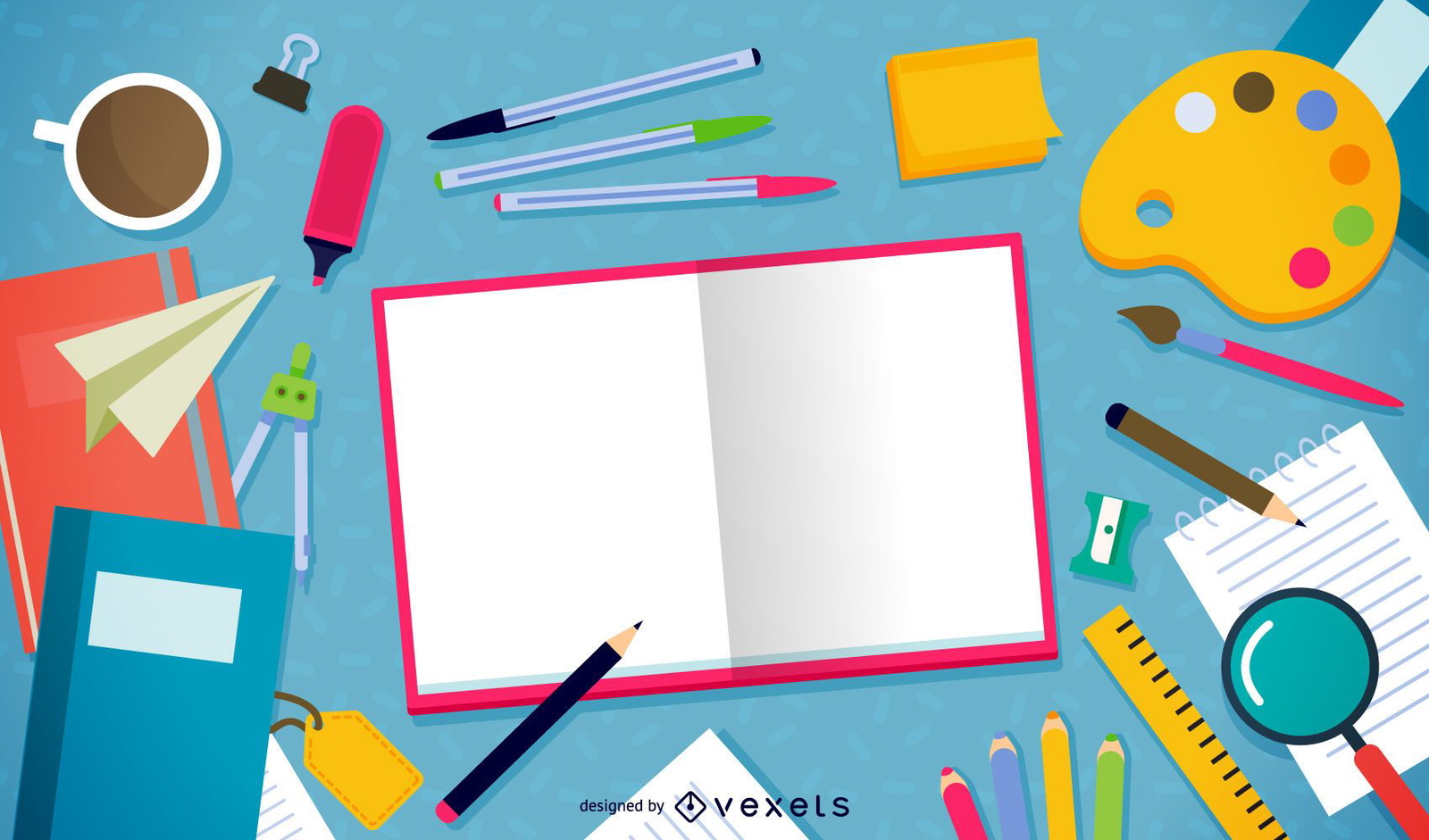 Scattered Homework Elements Illustration Vector Download